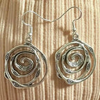 Boucles d'Oreilles Vintage en Argent en Forme de Labyrinthe