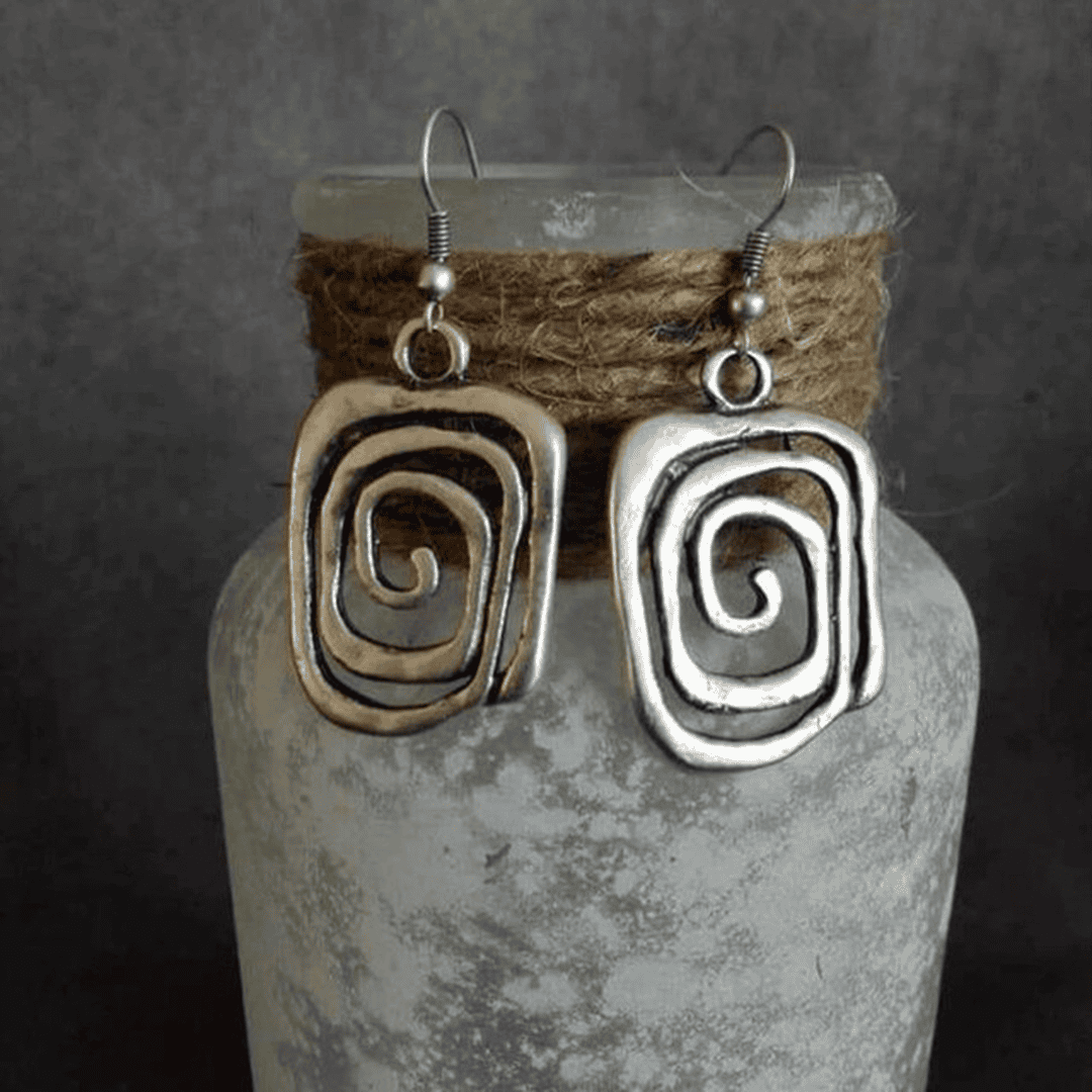 Boucles d'Oreilles Vintage en Argent Spiral