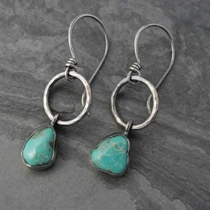 Boucles d'oreilles en Pierre Turquoise en Argent Vintage