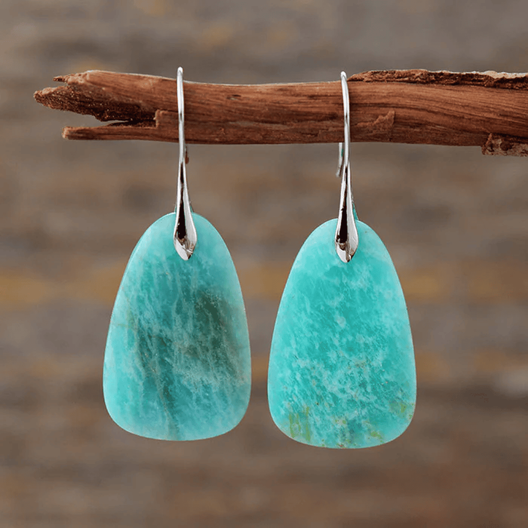Boucles d'Oreilles en Pierre Turquoise Anciennes