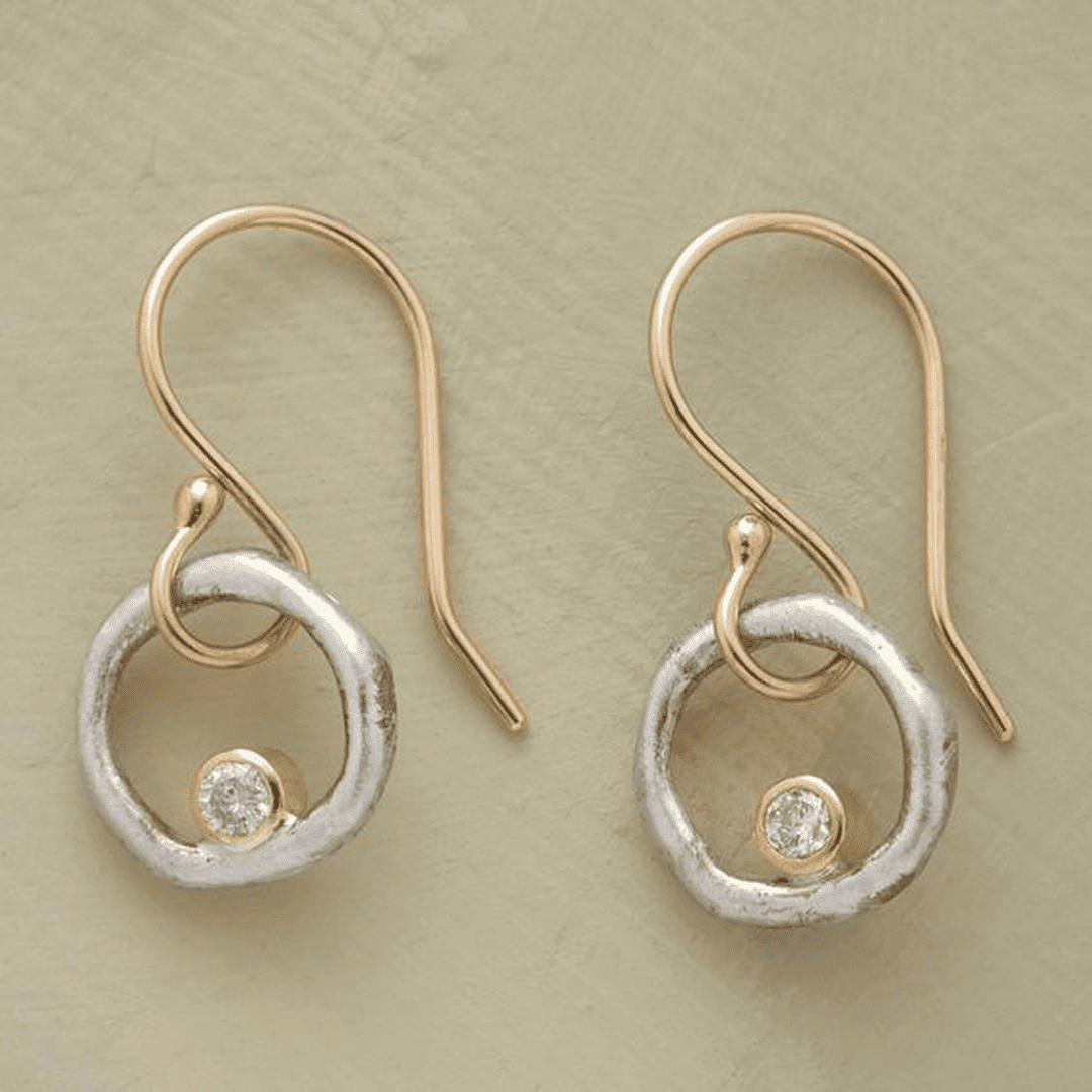 Boucles d'Oreilles Rétro en Or et Argent