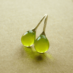 Boucles d'Oreilles en Cristal avec Gouttes d'Olive Vintage