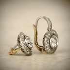 Boucles d'Oreilles Vintage en Cristal Doré et Argenté