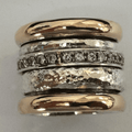 Bague Vintage Épaisse en Or et Argent