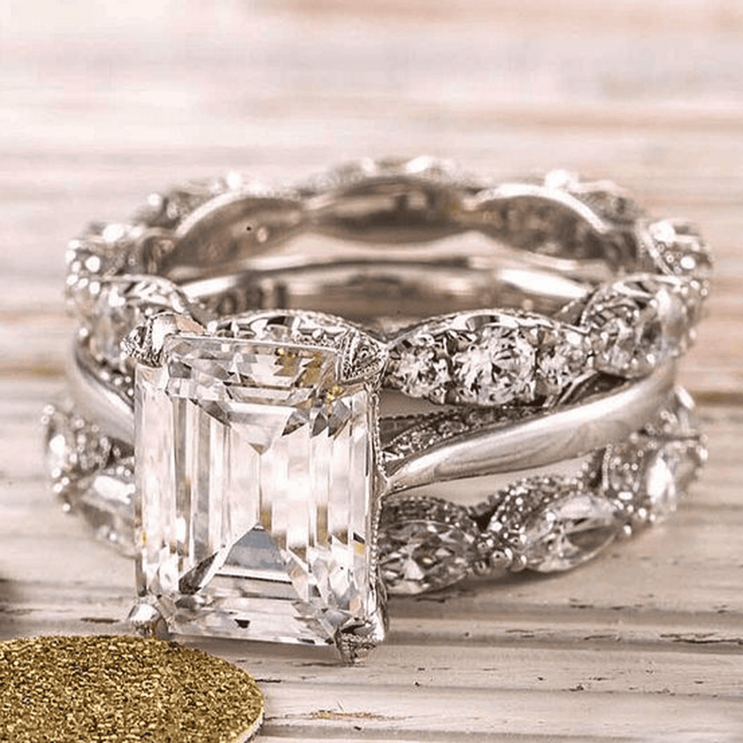 Bague de Couche Brillante en Argent Vintage