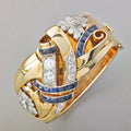 Bague Vintage en Zirconium Bleu et Or