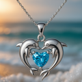 Collier en argent avec des dauphins et opale