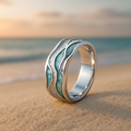 Bague de Vagues en Argent Turquoise Élégante