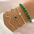 Set de bracelets vintage avec zirconia verte