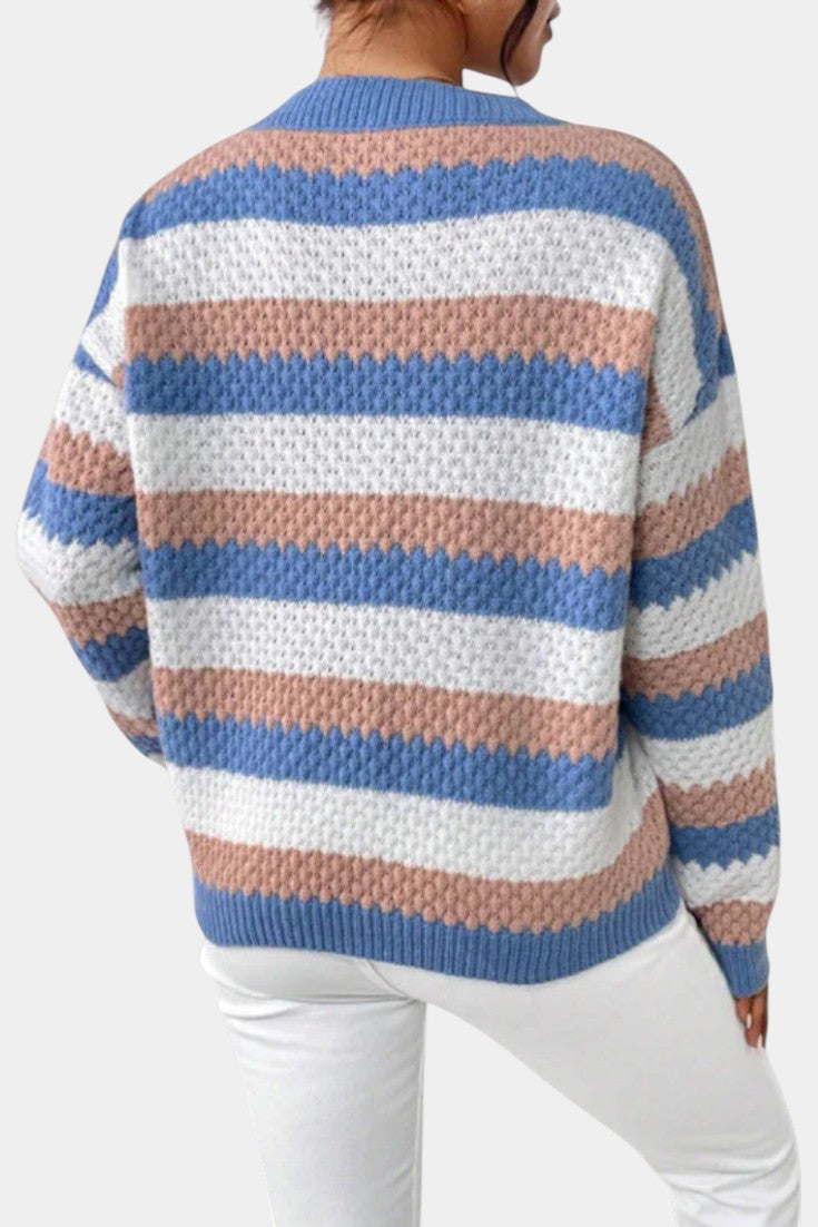 Camille | Pull Oversized avec Col Rond et Rayures