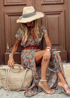 Noelia | Robe longue bohémienne fluide avec ceinture