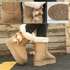 Lía - Bottes de neige avec nœud et doublure chaude