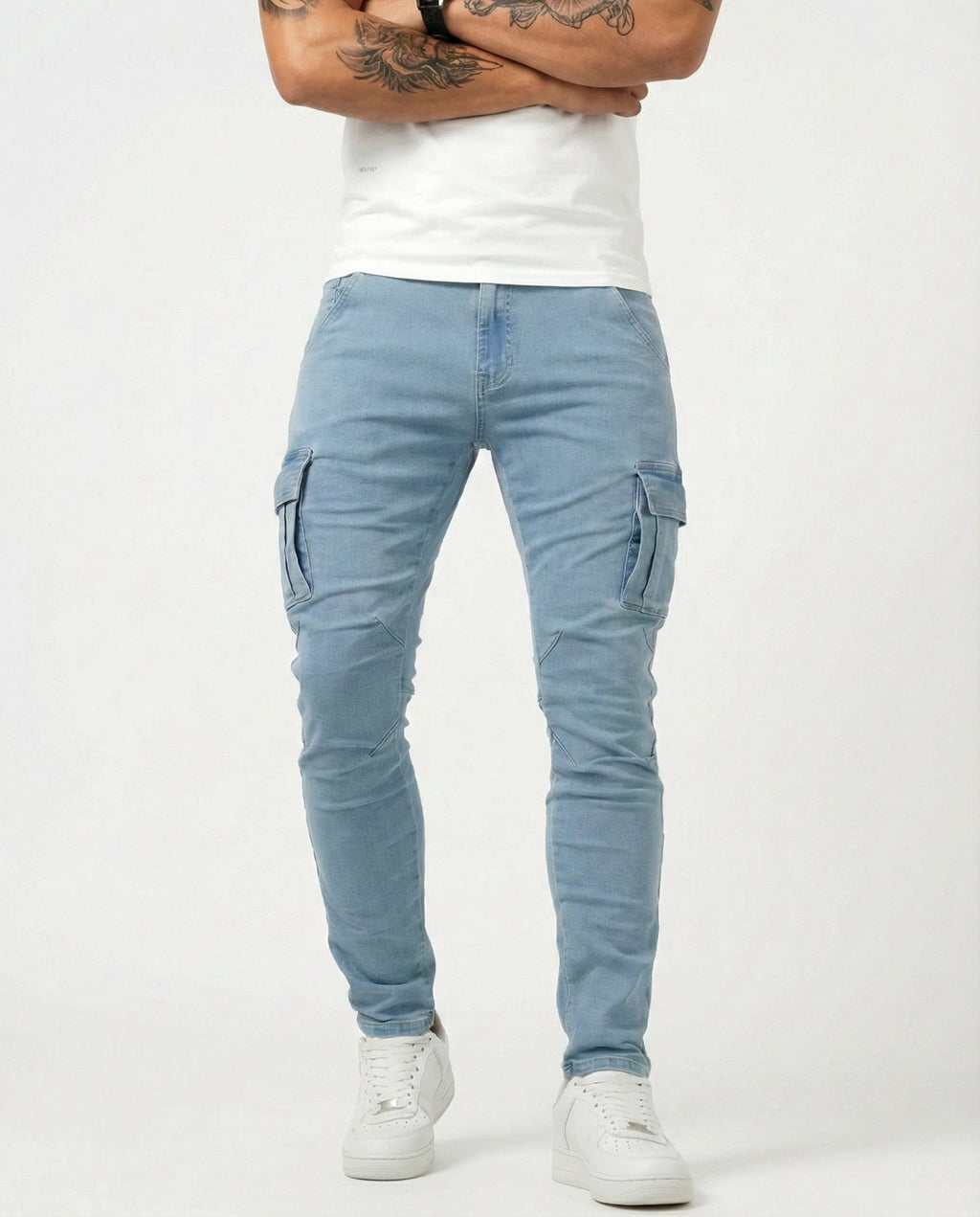Jean | Pantalon Cargo Marine Élastique