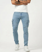 Jean | Pantalon Cargo Marine Élastique