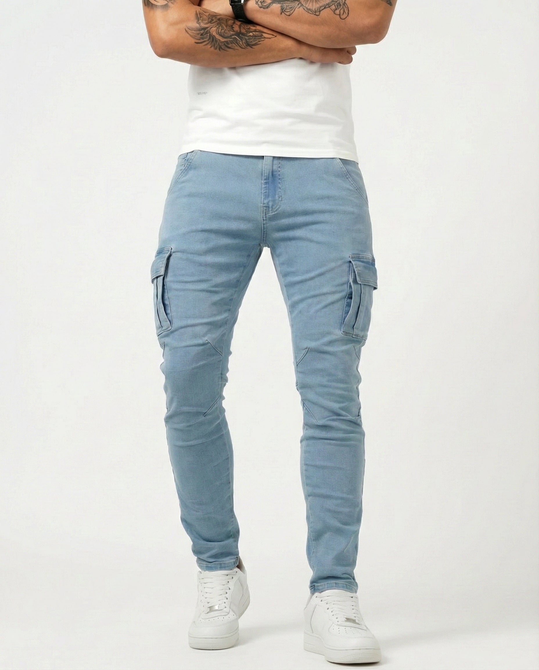 Jean | Pantalon Cargo Marine Élastique
