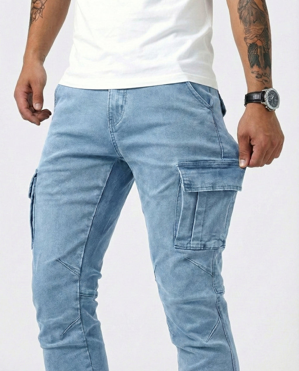 Jean | Pantalon Cargo Marine Élastique