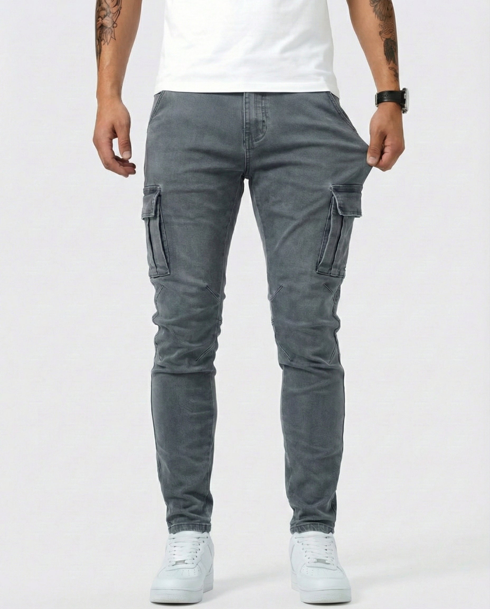 Jean | Pantalon Cargo Marine Élastique