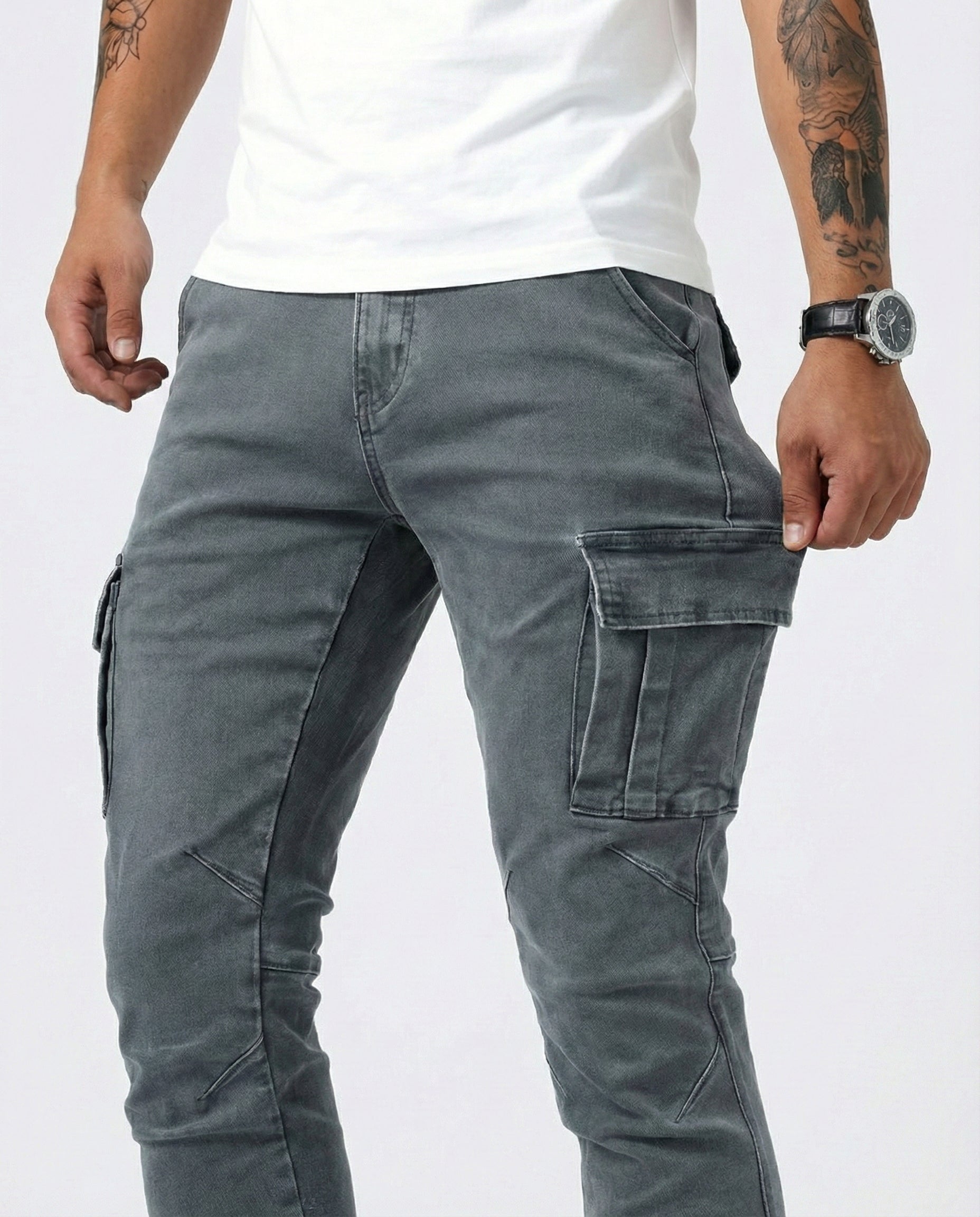 Jean | Pantalon Cargo Marine Élastique