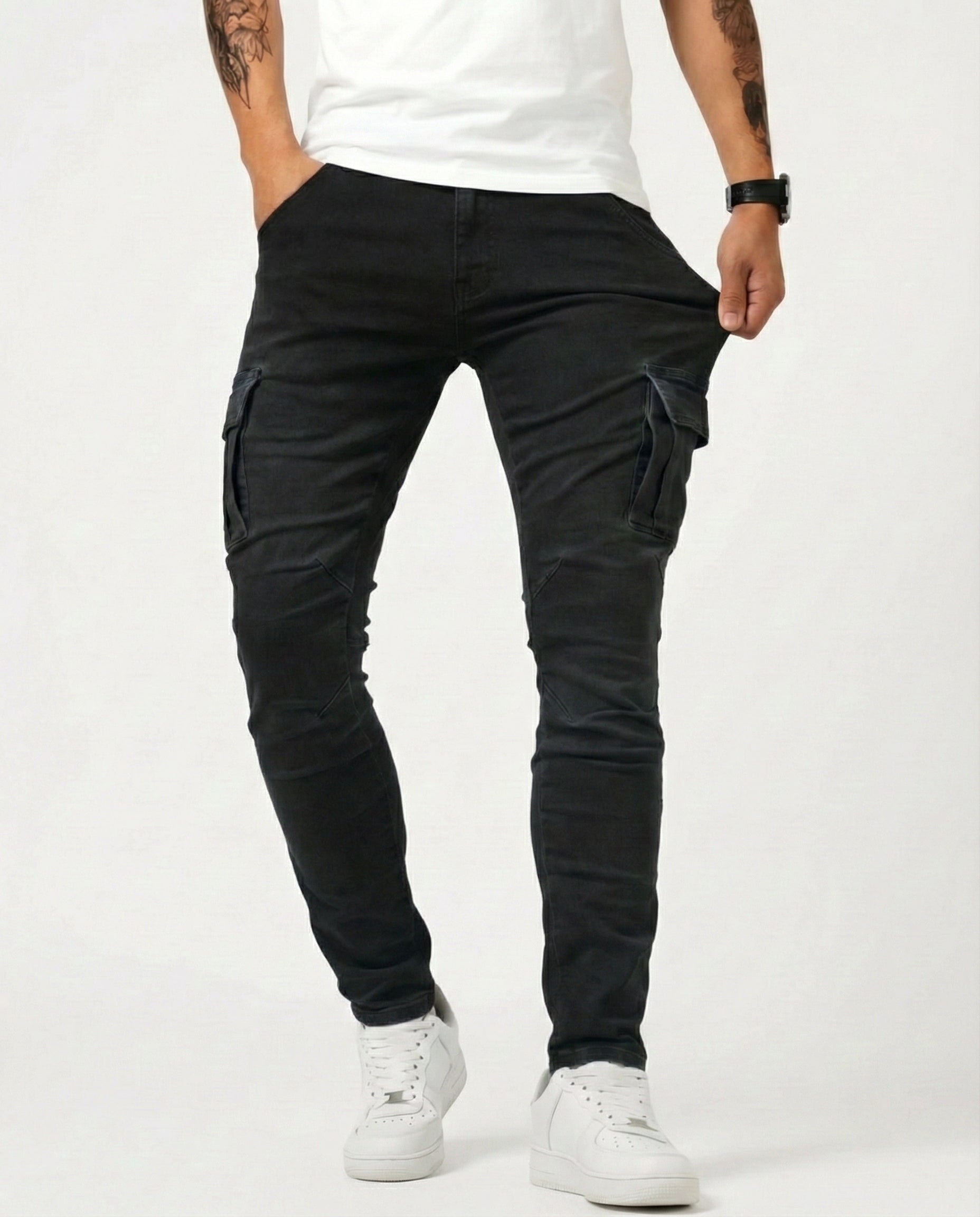 Jean | Pantalon Cargo Marine Élastique