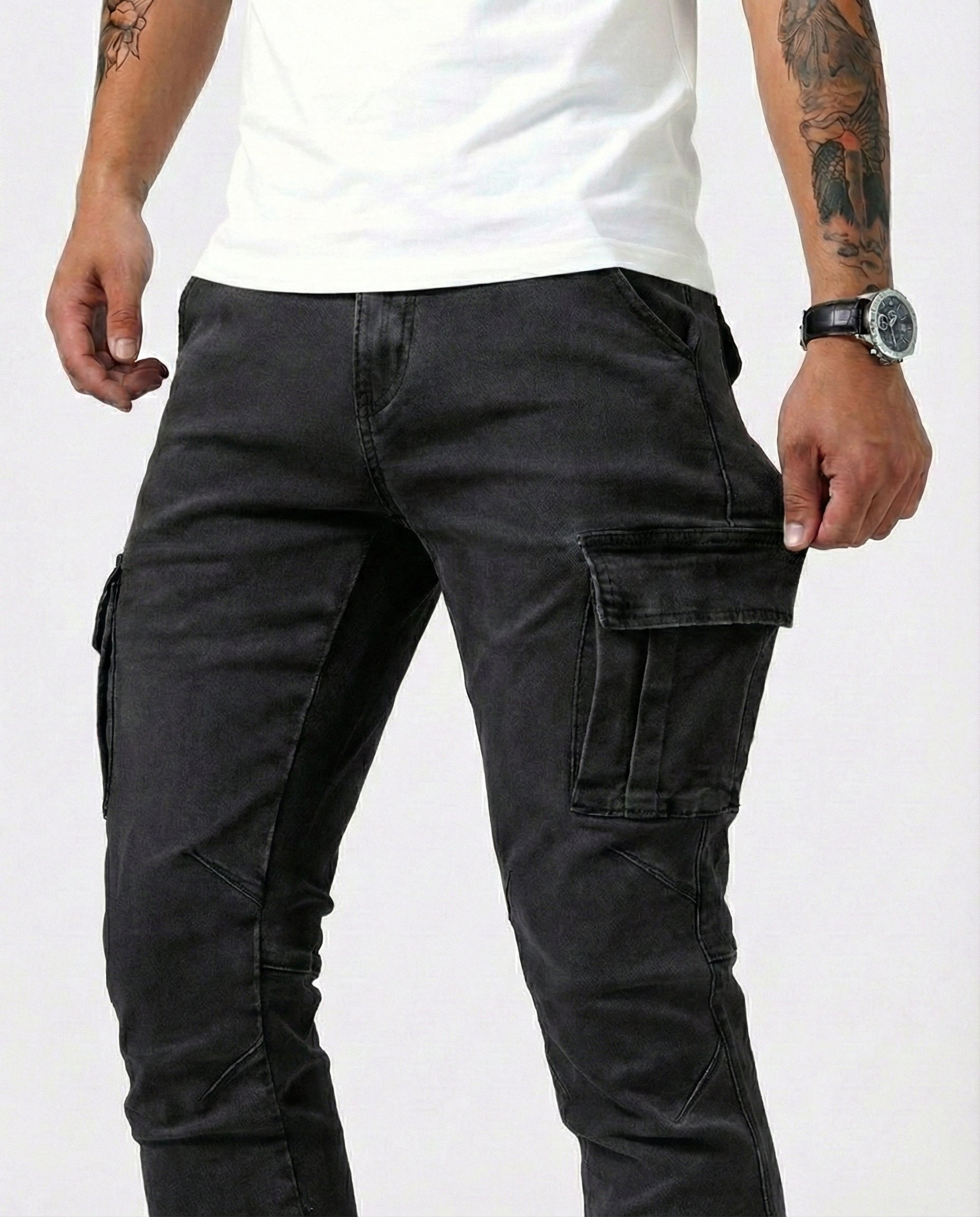 Jean | Pantalon Cargo Marine Élastique