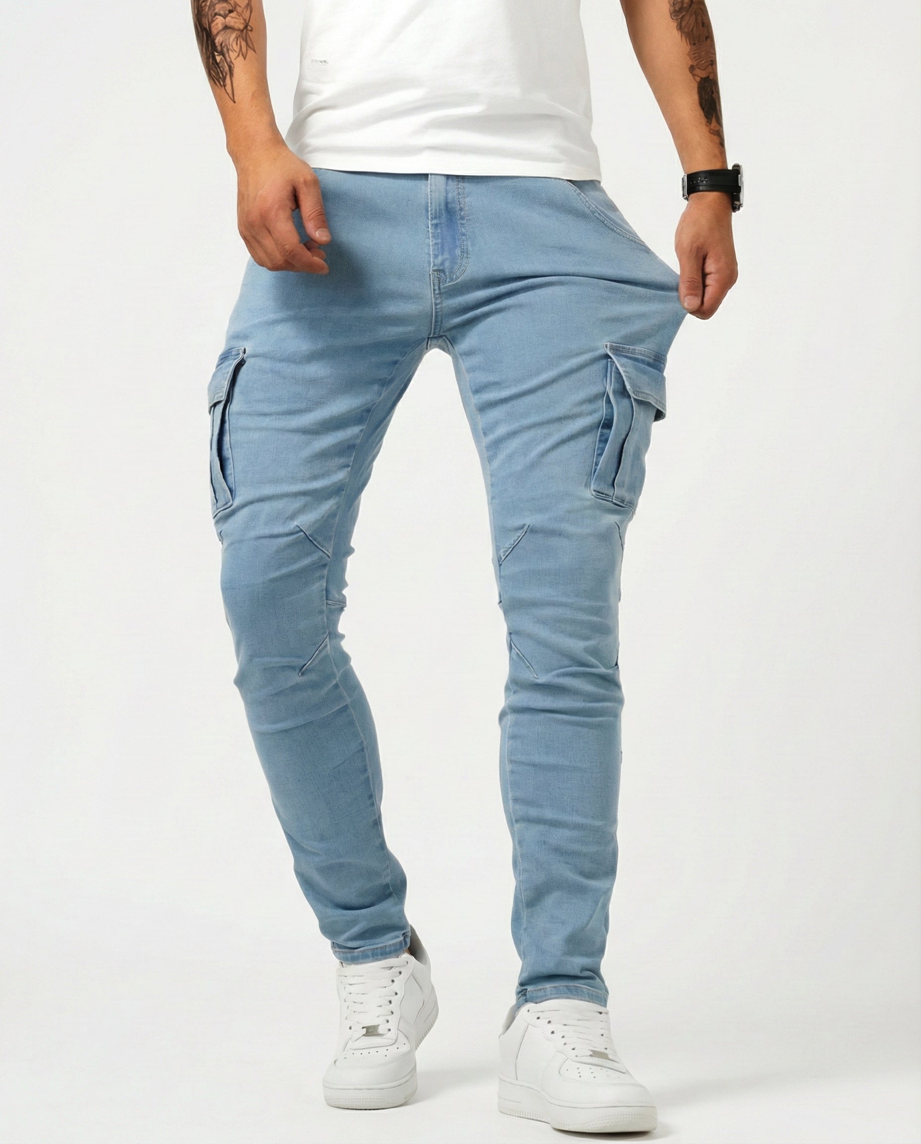 Jean | Pantalon Cargo Marine Élastique