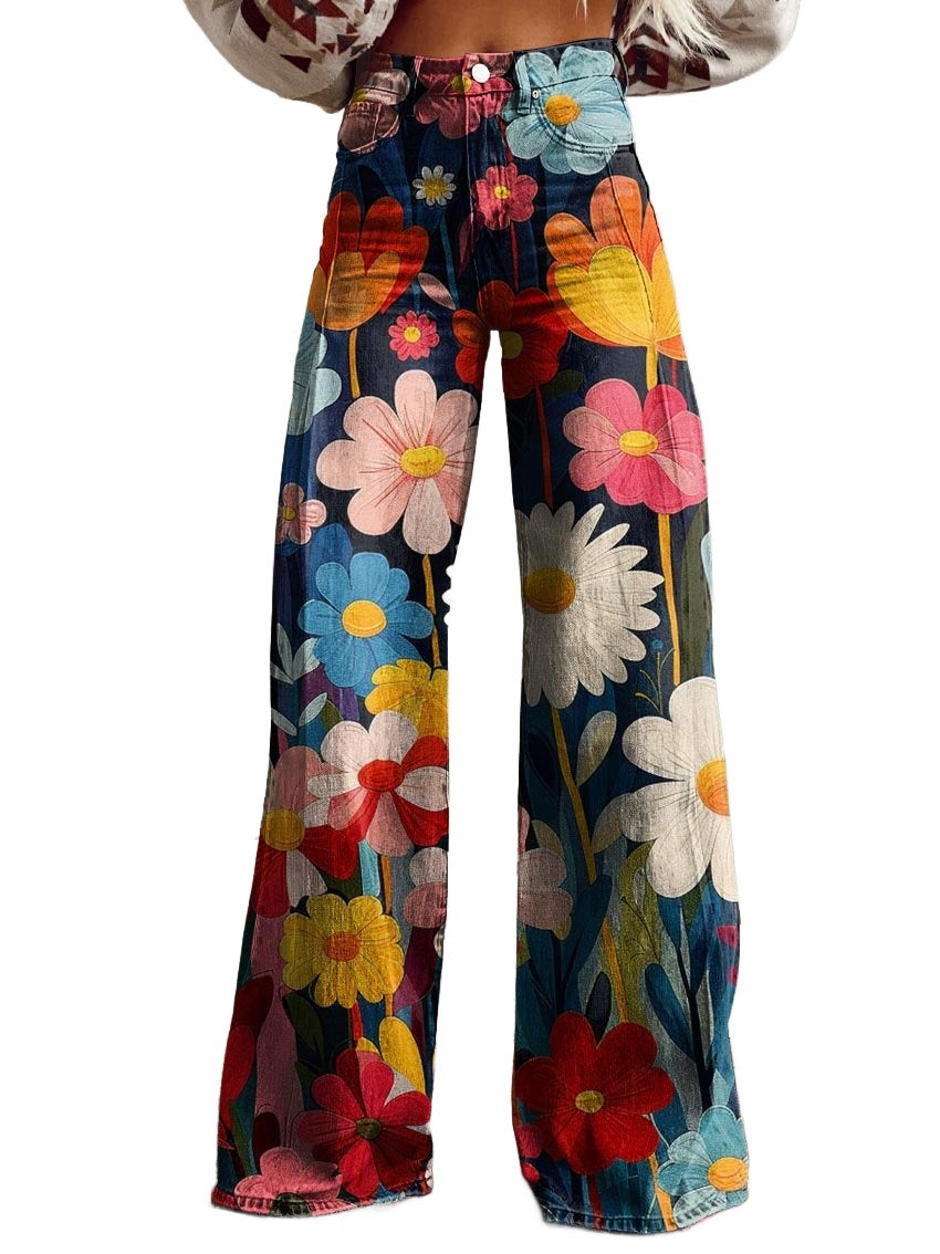 Léna - Pantalons Amples à Fleurs
