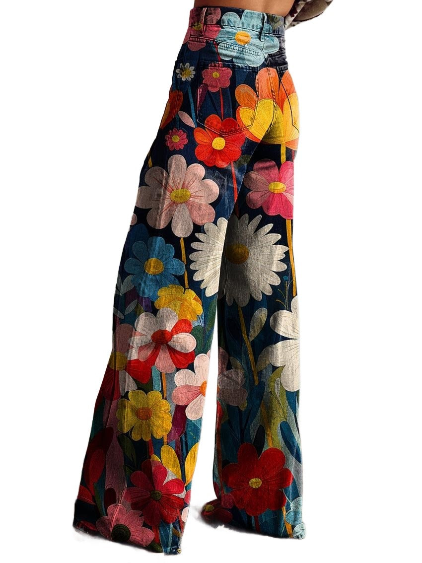 Léna - Pantalons Amples à Fleurs