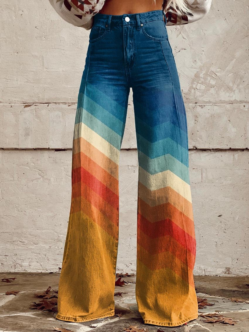 Léa - Pantalons élégants rétro à zigzag