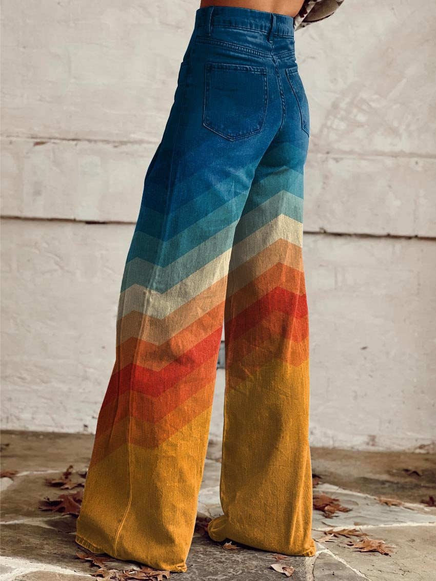 Léa - Pantalons élégants rétro à zigzag