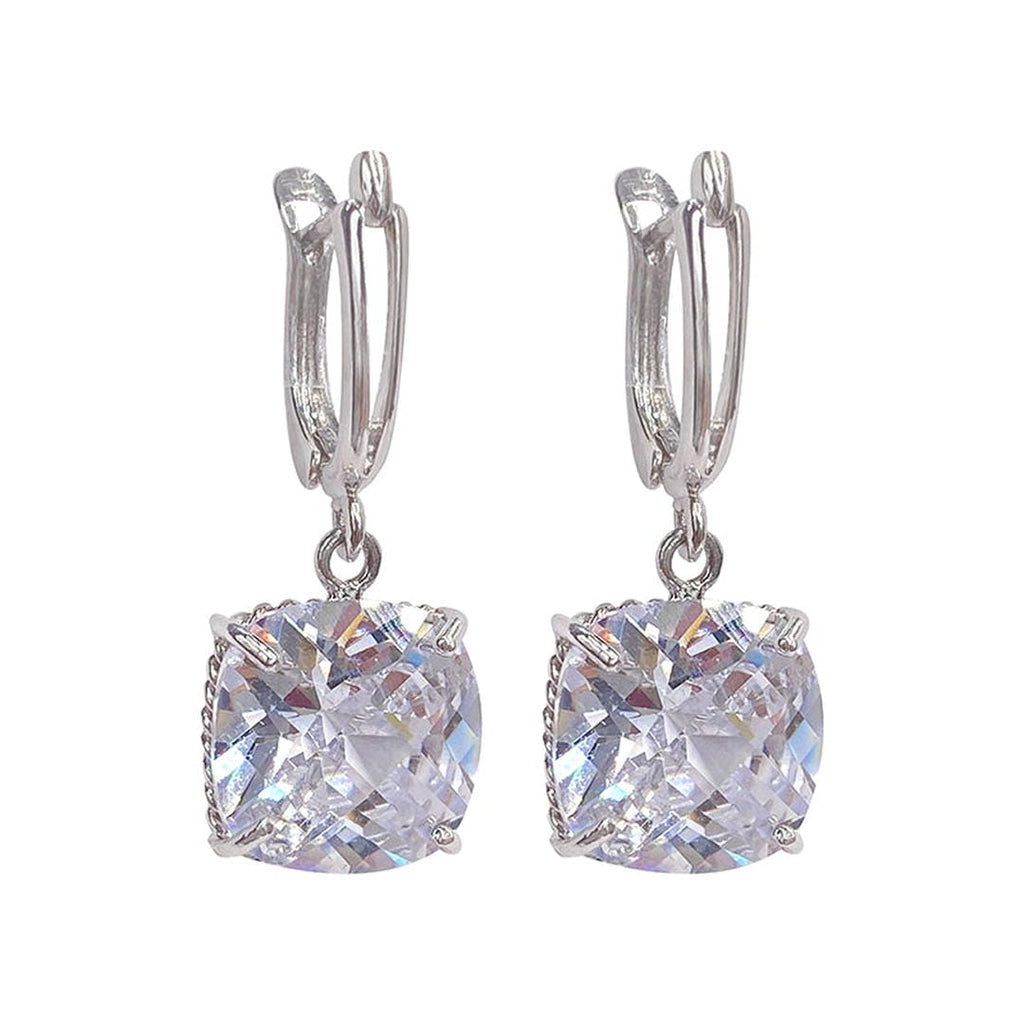 Boucles d'Oreilles Pendantes en Zirconium en Or Blanc