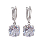 Boucles d'Oreilles Pendantes en Zirconium en Or Blanc