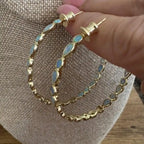 Boucles d'Oreilles en Anneau d'Opale Bleue Vintage