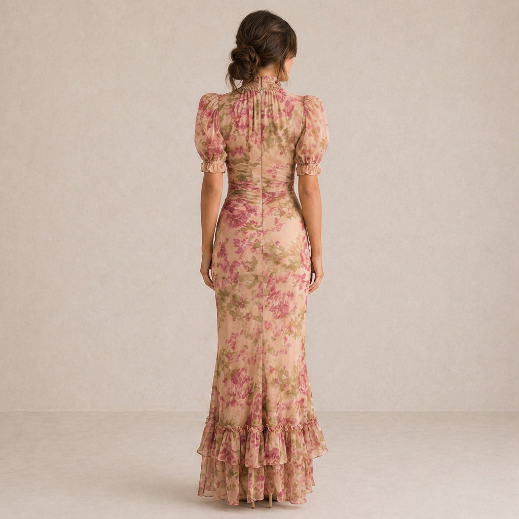 SAE | Maxi Robe Rose Sbuffo