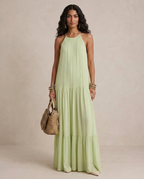 LIVIA | Maxi Robe Bohème Vert Pistache