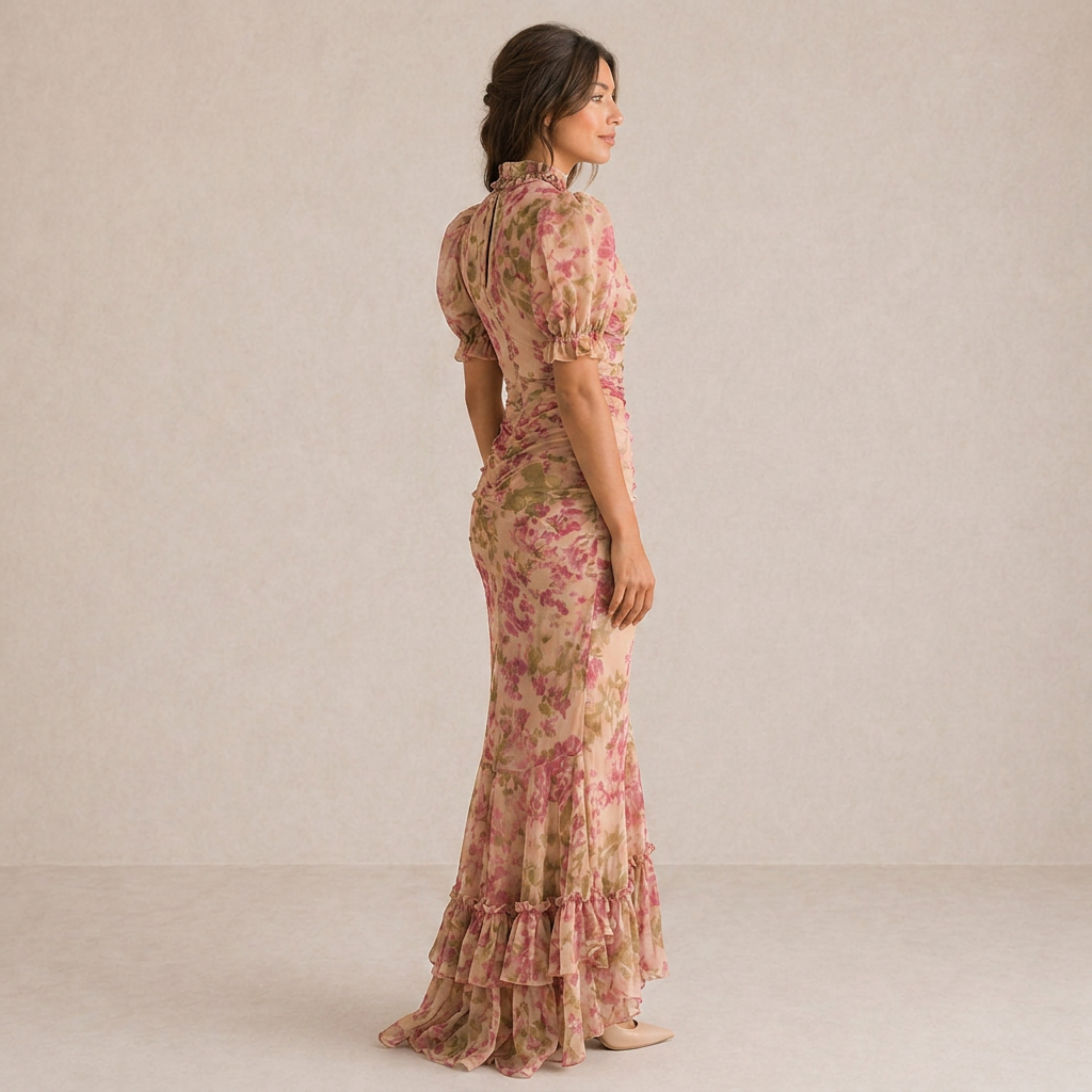 SAE | Maxi Robe Rose Sbuffo