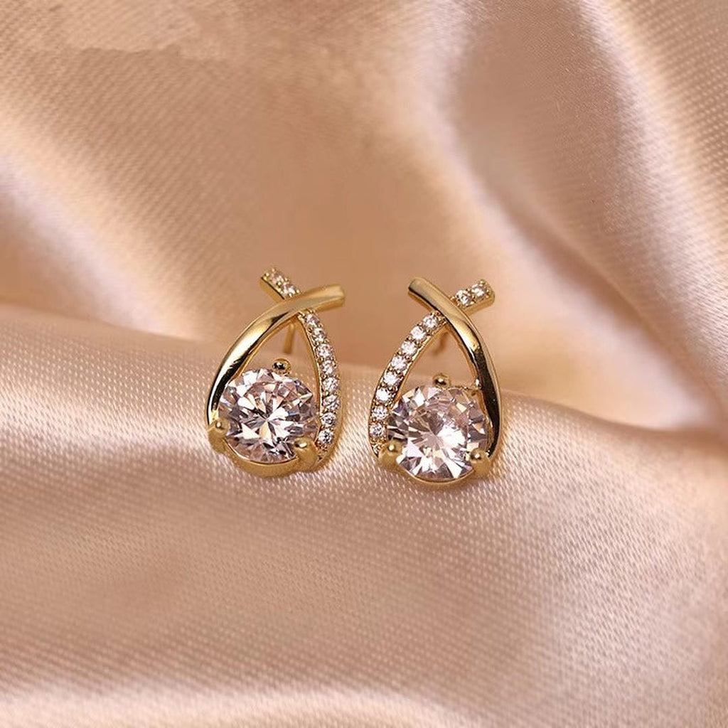 Boucles d'Oreilles en Stud Cubique en Forme de Goutte Tordue de Luxe
