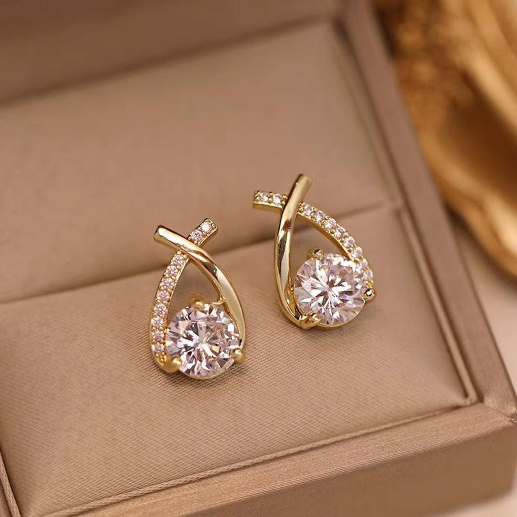 Boucles d'Oreilles en Stud Cubique en Forme de Goutte Tordue de Luxe