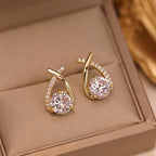 Boucles d'Oreilles en Cubique en Forme de Goutte Tordue de Luxe