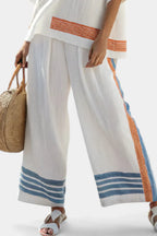 Marcellin | Haut et Pantalon Rayés Bleu-Orange Sophistiqués