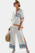Marcellin | Haut et Pantalon Rayés Bleu-Orange Sophistiqués