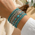Ensemble de Bracelets Boho en Perles Turquoise