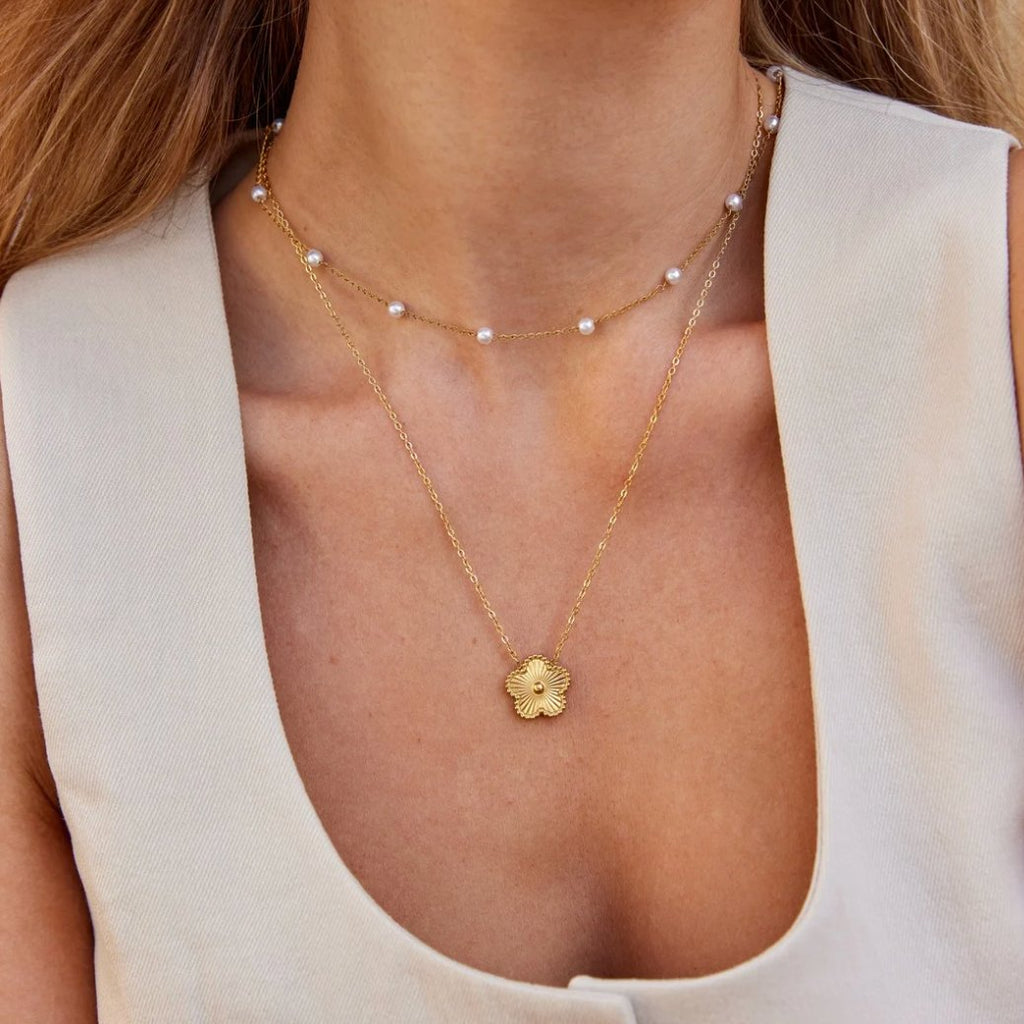 Collier Perlbesatt Kedja