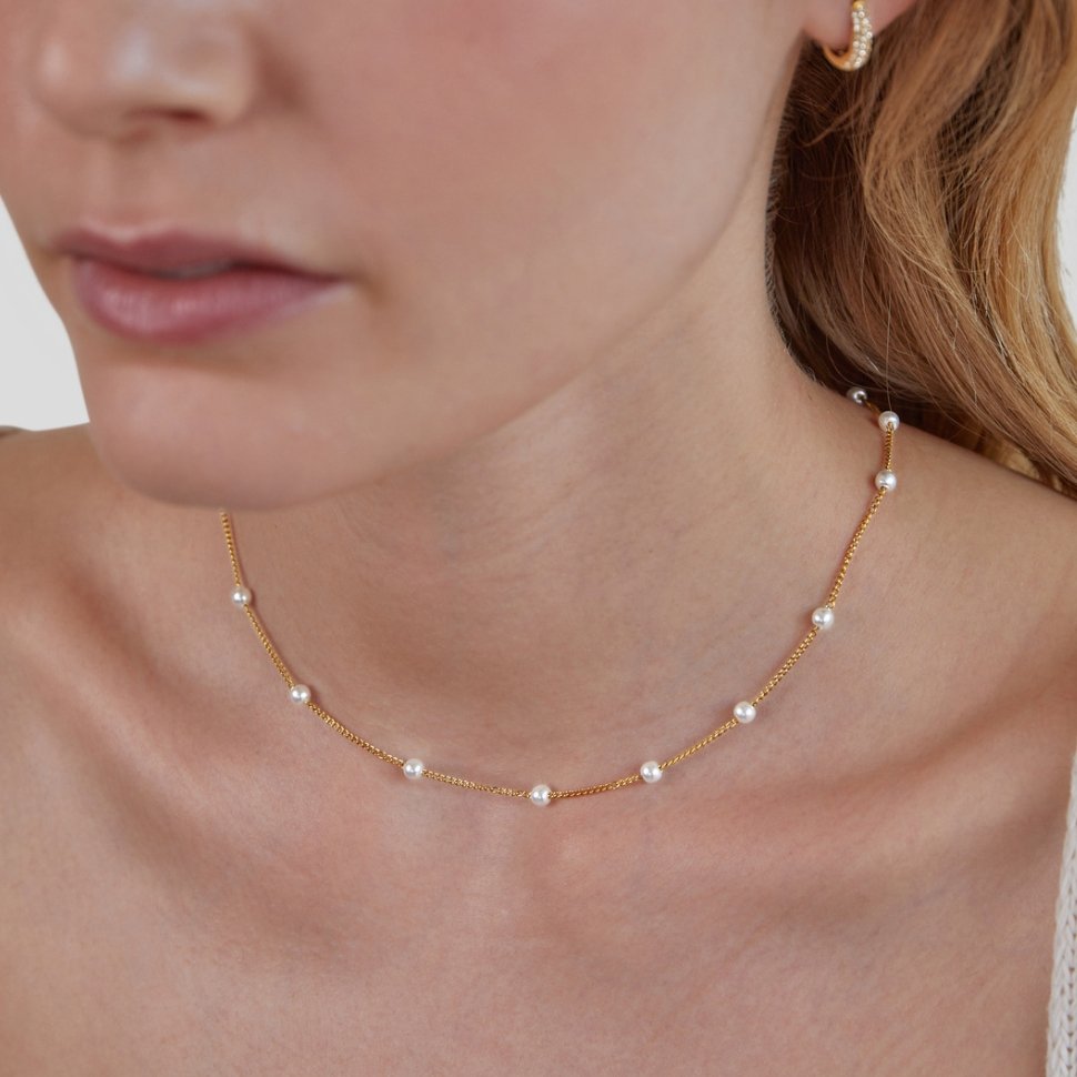 Collier Perlbesatt Kedja