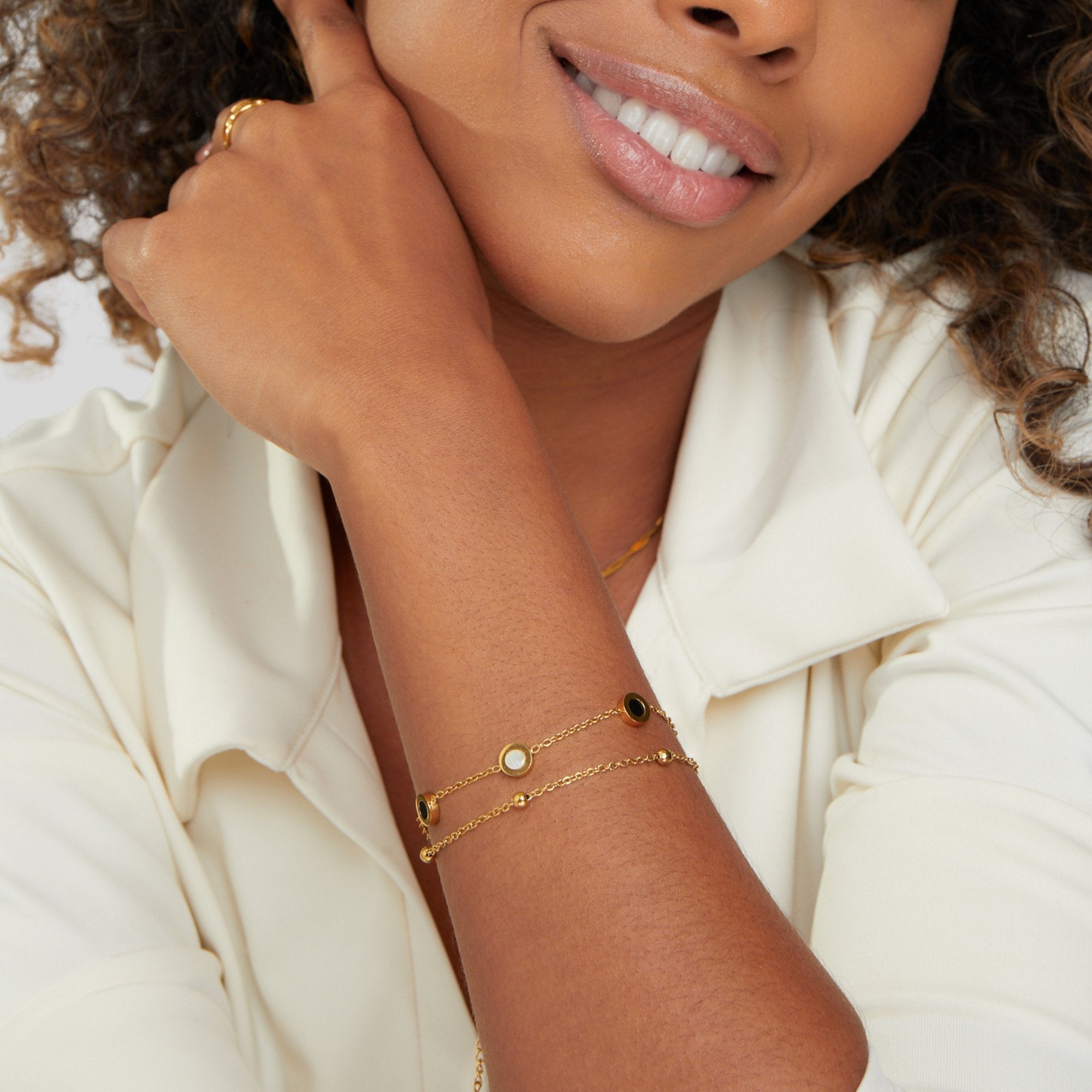 Victoire | Bracelet en Onyx et Pierre Blanche