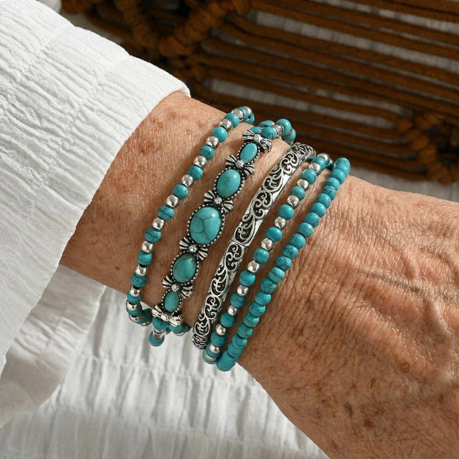 Ensemble de bracelets boho avec perles turquoises