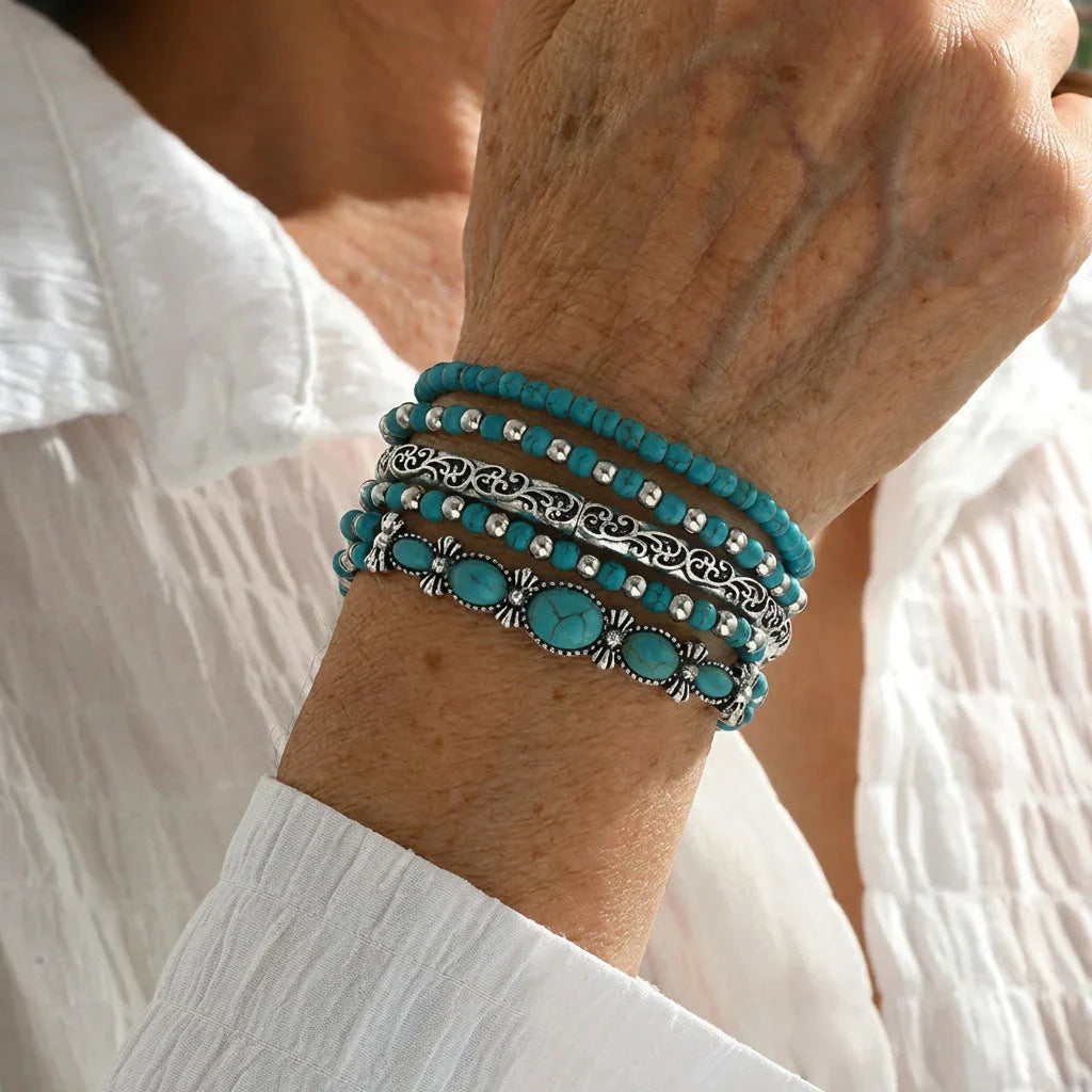 Ensemble de bracelets boho avec perles turquoise