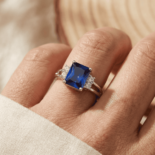 Bague en Saphir Taillé en Octogone