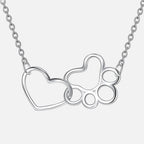 Collier en Argent Sterling avec Empreinte de Chien – Pendentif en Cristal en Forme de Cœur