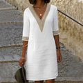 Estela | Robe élégante à manches 3/4 avec décolleté en V