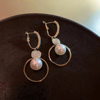 Boucles d'Oreilles avec Perles Cultivées et Sphères Embellies